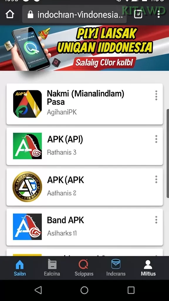 Cuplikan layar KM777 — halaman utama