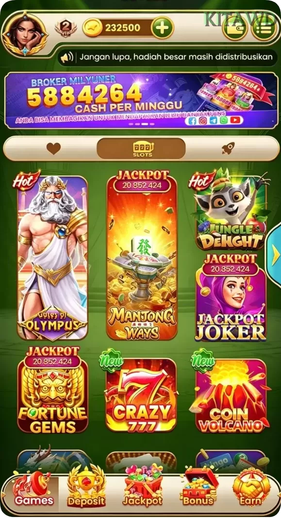 Cuplikan layar PUTARMEGA — aktivitas